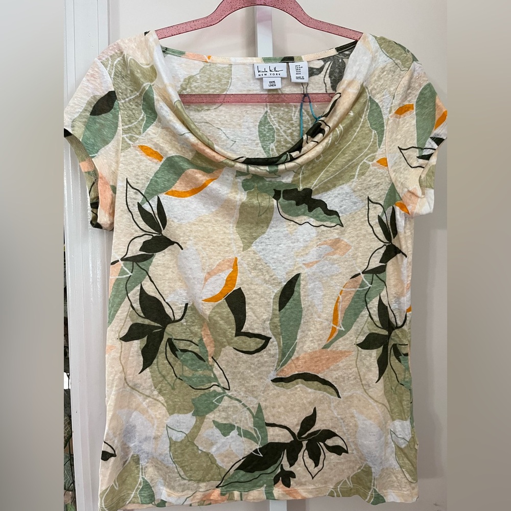 NICOLE MILLER 100% LINEN TEE SHIRT. NWT. SIZE SMALL
